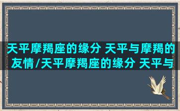 天平摩羯座的缘分 天平与摩羯的友情/天平摩羯座的缘分 天平与摩羯的友情-我的网站